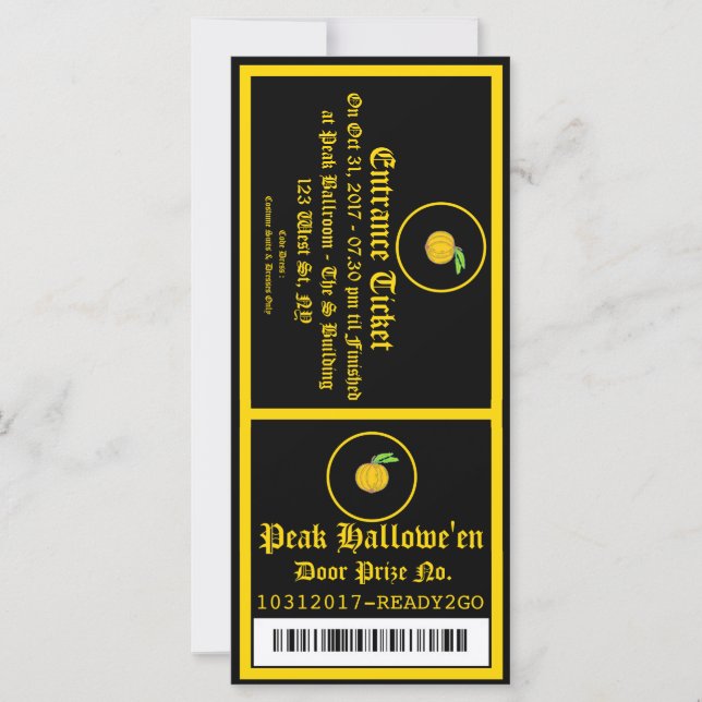 Billet d'invitation pour Hallowe'en Party 2 (Devant)