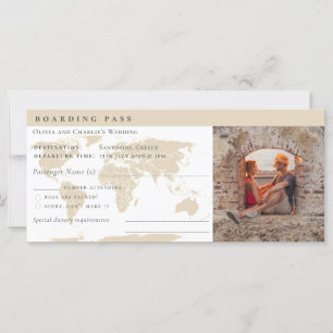 Billet Elégant Boarding Pass Destination Mariage