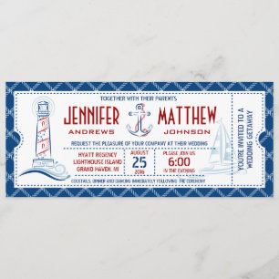 Billet Faire-part de mariage nautique