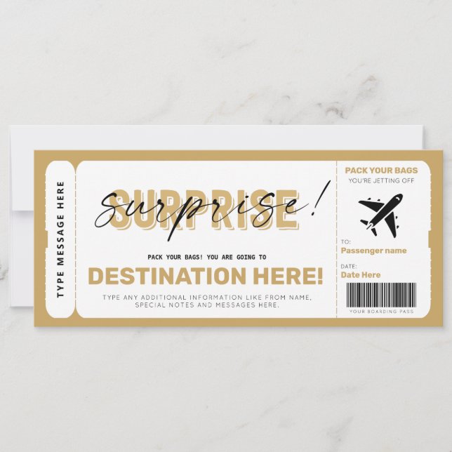 Billet faux avion Carte d'embarquement surprise (Devant)