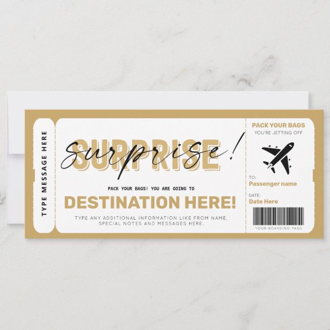 Billet faux avion Carte d'embarquement surprise (Devant)