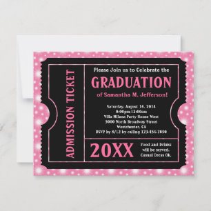 Billet Invitation de la fête de graduation rose no