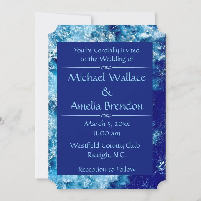 Billet Mariage Blue Ocean Water Invitation (Devant)