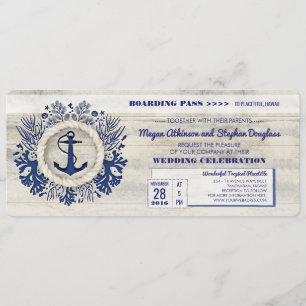 Billet Mariage de carte d'Ancre nautique de la Mar