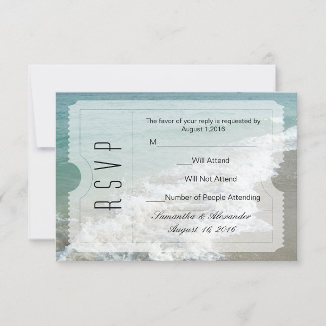 Billet Mariage Destination Plage Petite RSVP (Devant)
