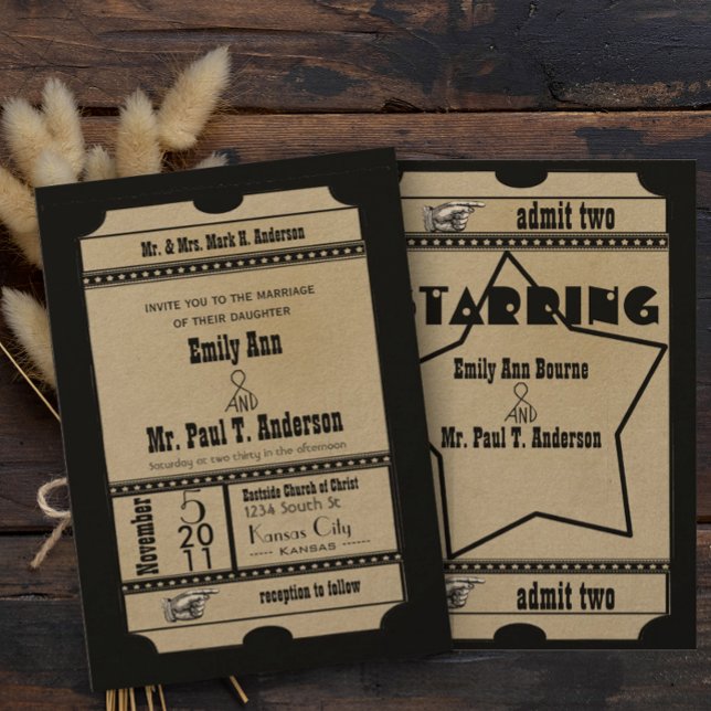 Billet Old Hollywood Mariage Invitations (Créateur téléchargé)