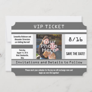 Billet photo gris Enregistrer la carte Mariage dat