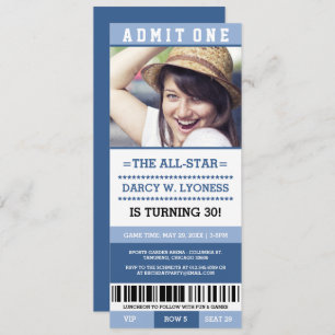 Billet sport bleu Invitations de fête d'anniversai