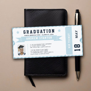 Billet Sport Marine Blue Photo Graduation Invitati