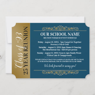 Billet Style Blue/Gold Classe Réunion Invitation