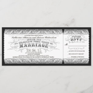 billet vintage gris blanc noir de faire-part de