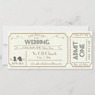 Billet Vintage Grunge Enregistrez la Date