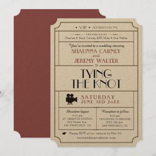 Billet Vintage mariage Invitation / Thème cinéma