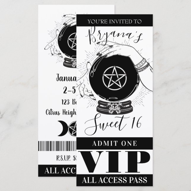 Billet VIP pour la soirée de la voyante à la boule (Devant / Derrière)