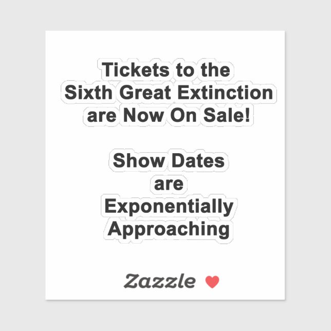 Billets Au STICKER Sixième Grande Extinction (Feuille)