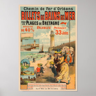 Billets de Bains de Mer Vintage Poster 1890