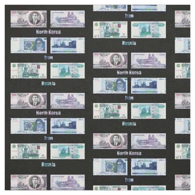 Billets de banque de tissu de la Russie, de l'Iran (Échantillon)