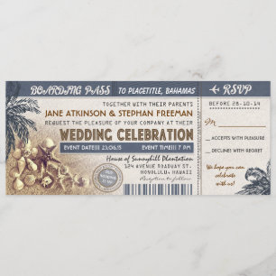 Billets de carte d'embarquement mariage