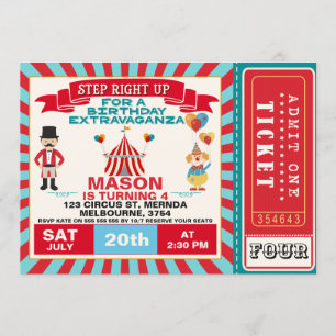 Billets de cirque Boys Invitation de fête d'annive
