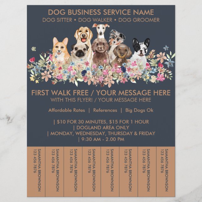 Billets de Flyer pour Promeneur de Chiens de Races (Devant)