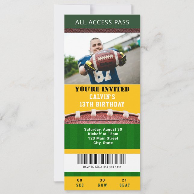 Billets de football Invitation d'anniversaire (Devant)