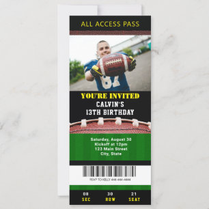 Billets de football Invitation d'anniversaire