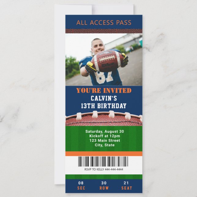 Billets de football Invitation d'anniversaire (Devant)