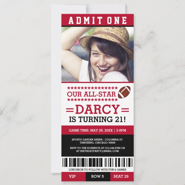 Billets de football Invitations d'anniversaire (Devant)