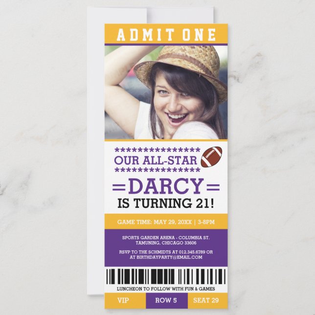 Billets de football Invitations d'anniversaire (Devant)