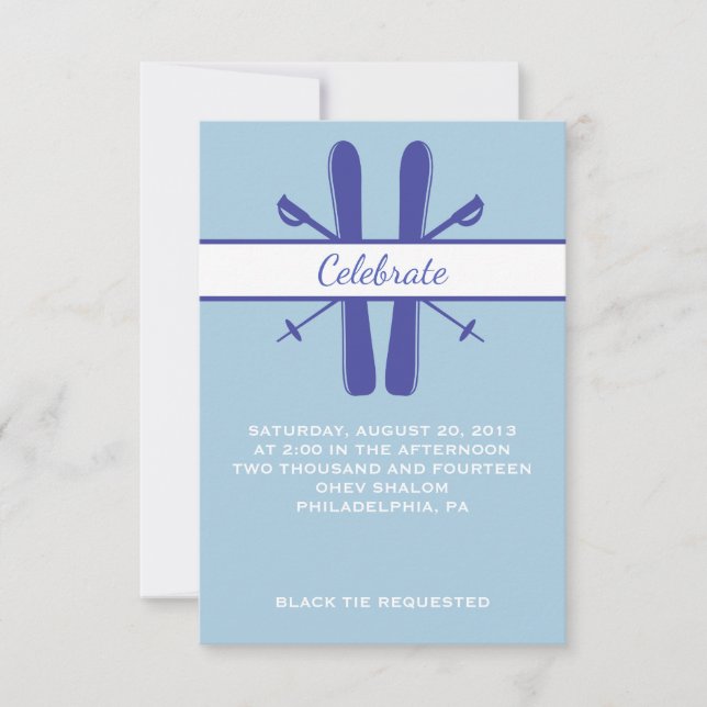 BILLETS DE SKI LIFT Bar Carte de Bat mitzvah (Devant)