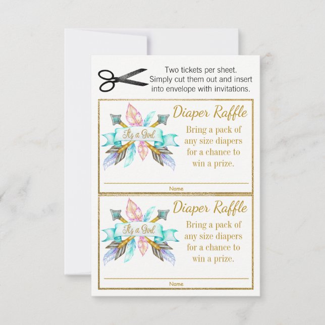 Billets de tombola pour couches Boho Feather Arrow (Devant)