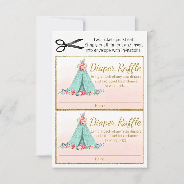 Billets de tombola pour couches Boho TeePee (Devant)
