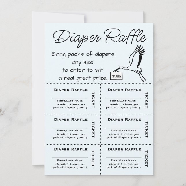 Billets de tombola pour couches Invitation Bleue (Devant)