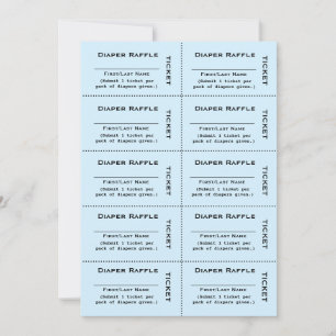 Billets de tombola pour couches Invitation Bleue