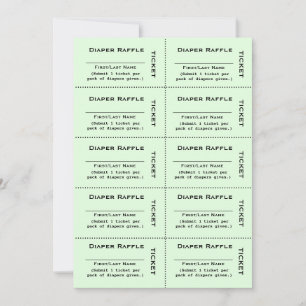 Billets de tombola pour couches Invitation verte