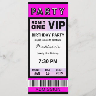 Billets Invitations de fête du 21e anniversaire