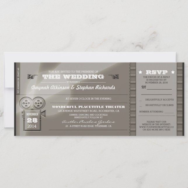 Billets Mariage de première vidéo Invitations (Devant)