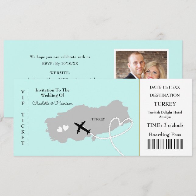 Billetterie Carte d'embarquement Mariage Destinati (Devant / Derrière)