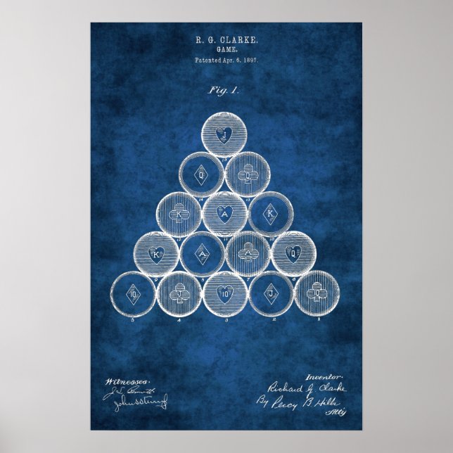 Billiard Balls Brevet Art #1 Salle de billard Déco (Devant)