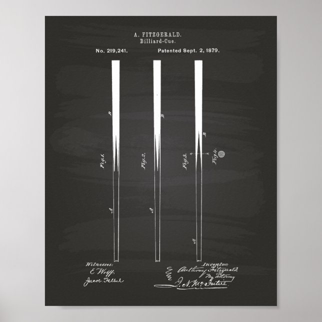 Billiard Cues 1879 Art Brevet - Tableau de bord (Devant)
