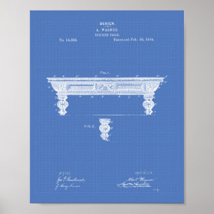 Billiard Tableau 1884 Art des brevets - Plan direc