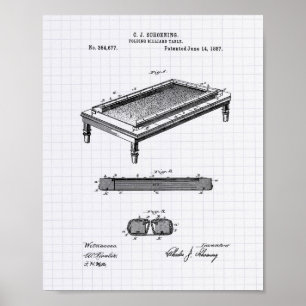 Billiard Tableau 1887 Art Brevet - Poivre Lined