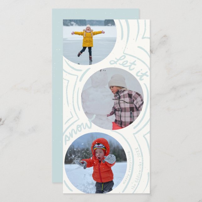 Billowy Snow- Tall Holiday Photo Card (Devant / Derrière)
