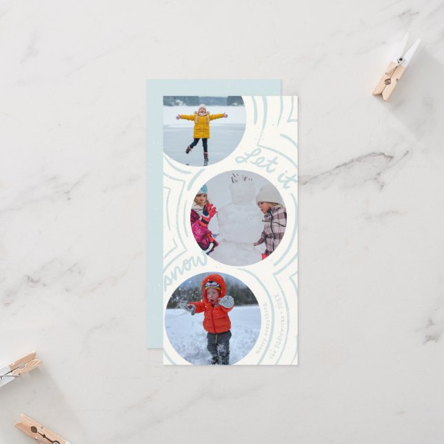 Billowy Snow- Tall Holiday Photo Card (Devant/Arrière en situation)