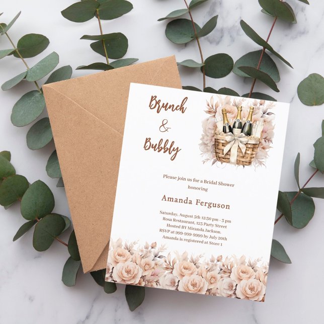 Bimeau brunch beige Bridal Douche invitation (Créateur téléchargé)