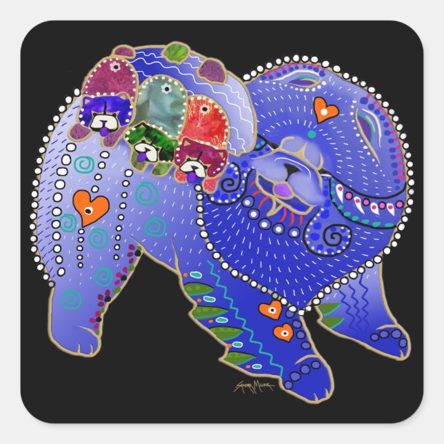 BINDI CHOW FAMILLE autocollants carré (Devant)