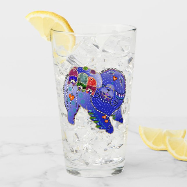 BINDI CHOW FAMILY 16 oz design en verre avant et a (Devant glace)