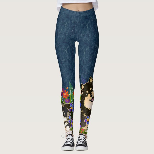 BINDI LAPPY Finlandais Lapphund blu leggings desig (Devant)