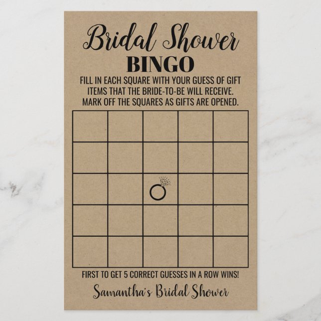 Bingo anglais espagnol rustique jeu de douche nupt (Devant)