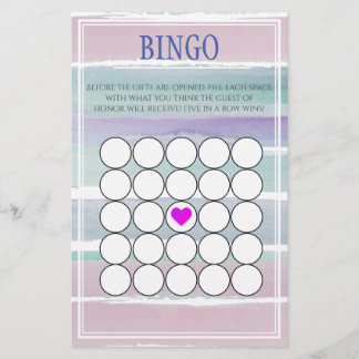 Bingo Baby shower à rayures aquarelle